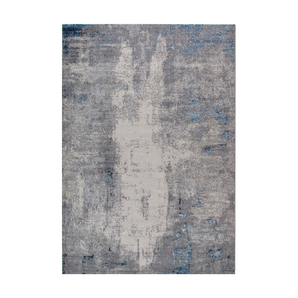 Gray and blue abstract textured rug for modern home decor