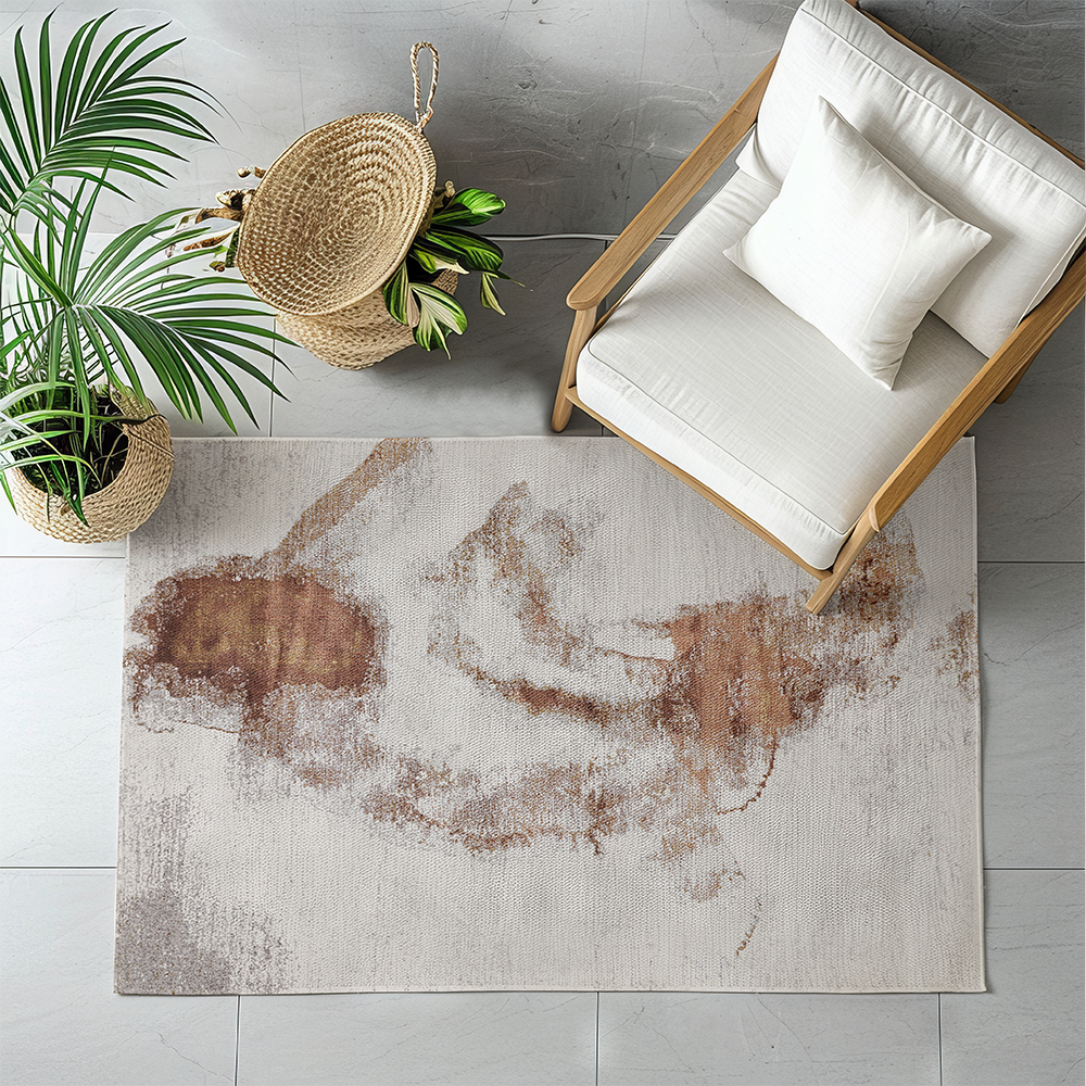 Joy Abstract Textured Rug in neutral tones, ideal for contemporary interiors.