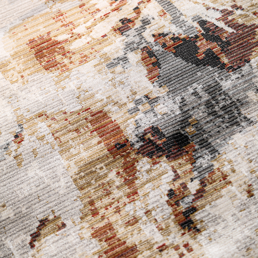Jasper Abstract Textured Rug in grey and orange hues, perfect for modern decor.