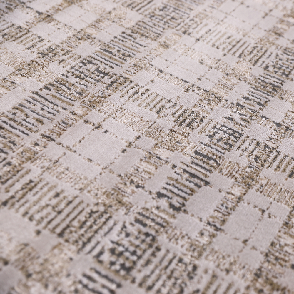 Neutral plaid geometric textured rug for stylish home decor