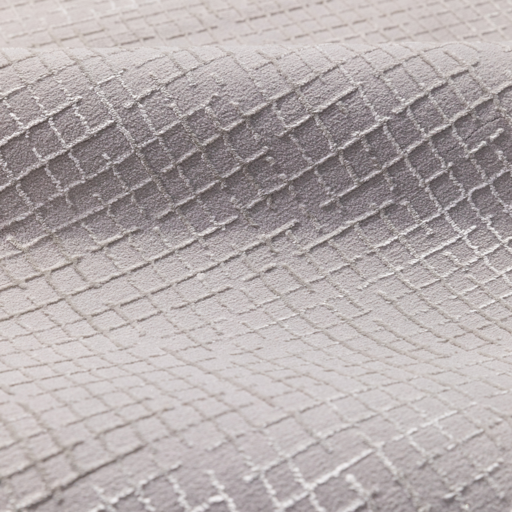 Lyra Checkered Textured Rug in soft gray, ideal for contemporary home styling.