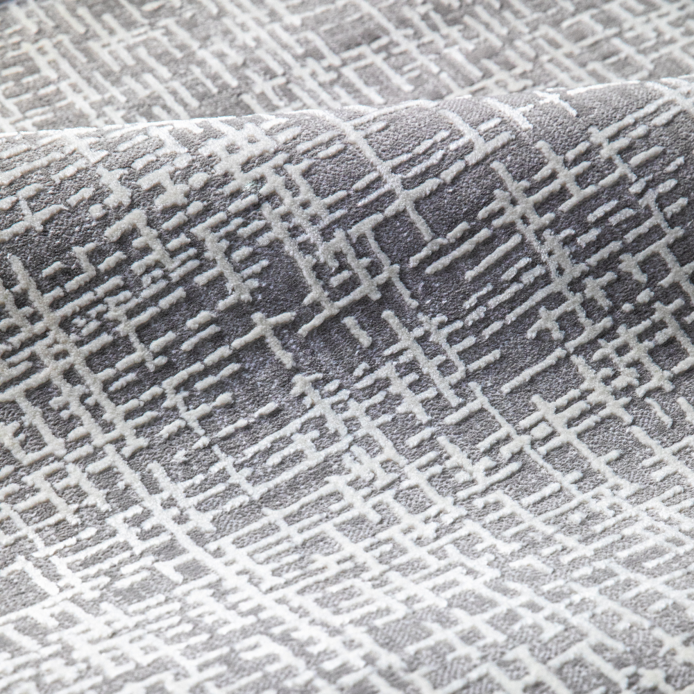 Textured grey Odin rug with checkered pattern for contemporary home interiors