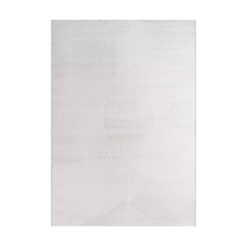 Wisp modern textured rug with circular patterns in neutral colors