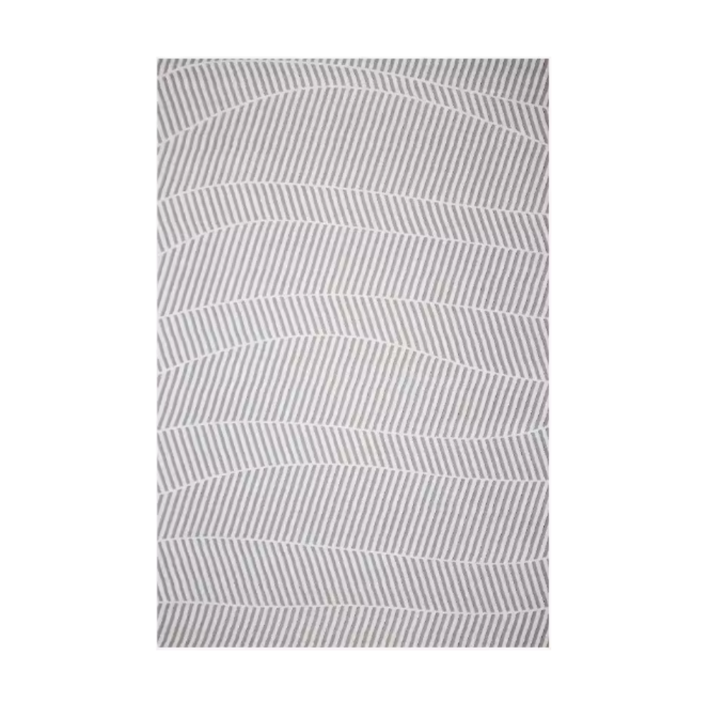 Cerun Modern Textured Rug with wavy striped pattern in neutral tones