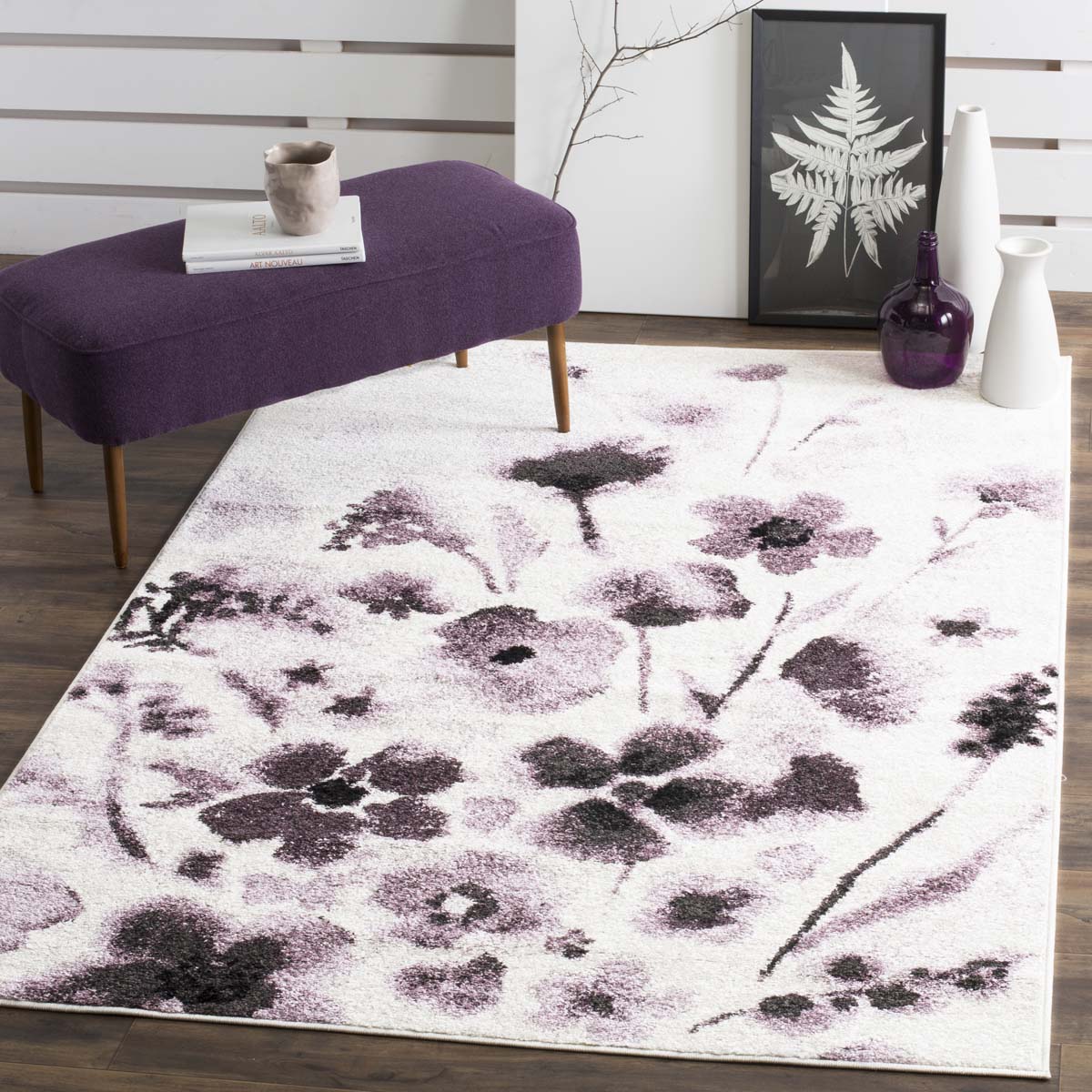 Tapis Velours Pétales Sophistiqué